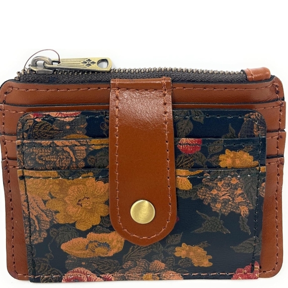 Patricia Nash Handbags - Patricia Nash Navy Floral Card Wallet with Brown Trim